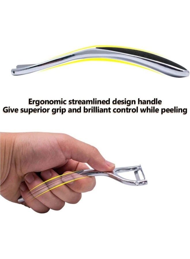 لوكاداه مقشرة خضراوات وتفاح للمطبخ، مقشرة فواكه وجزر وخضراوات وبطاطس، على شكل حرف Y، مقشرة من الفولاذ المقاوم للصدأ، بمقبض مريح غير قابل للانزلاق وشفرة حادة، متينة وجيدة - Image 2